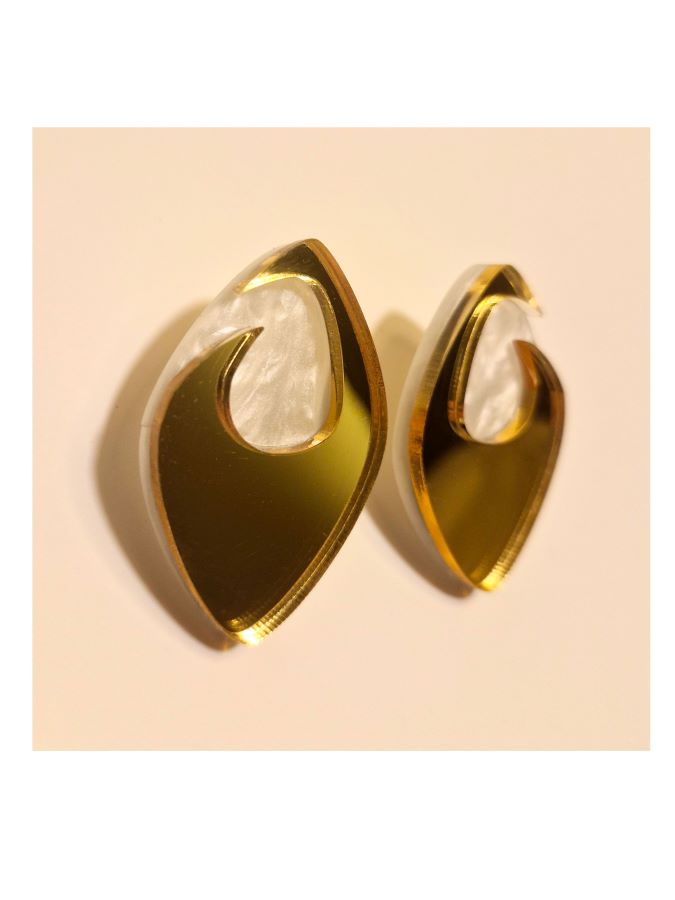 Bee Earrings in Gold & Mother of Pearl