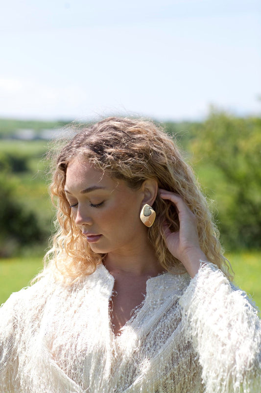 Bee Earrings in Gold & Mother of Pearl
