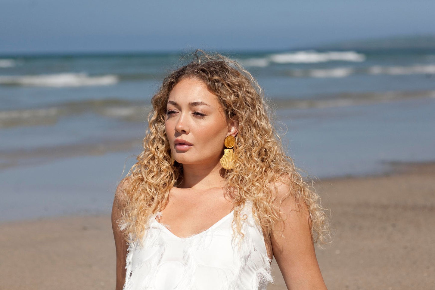 'Schiaparelli & the Sea' Gold Scallop Shell Earrings