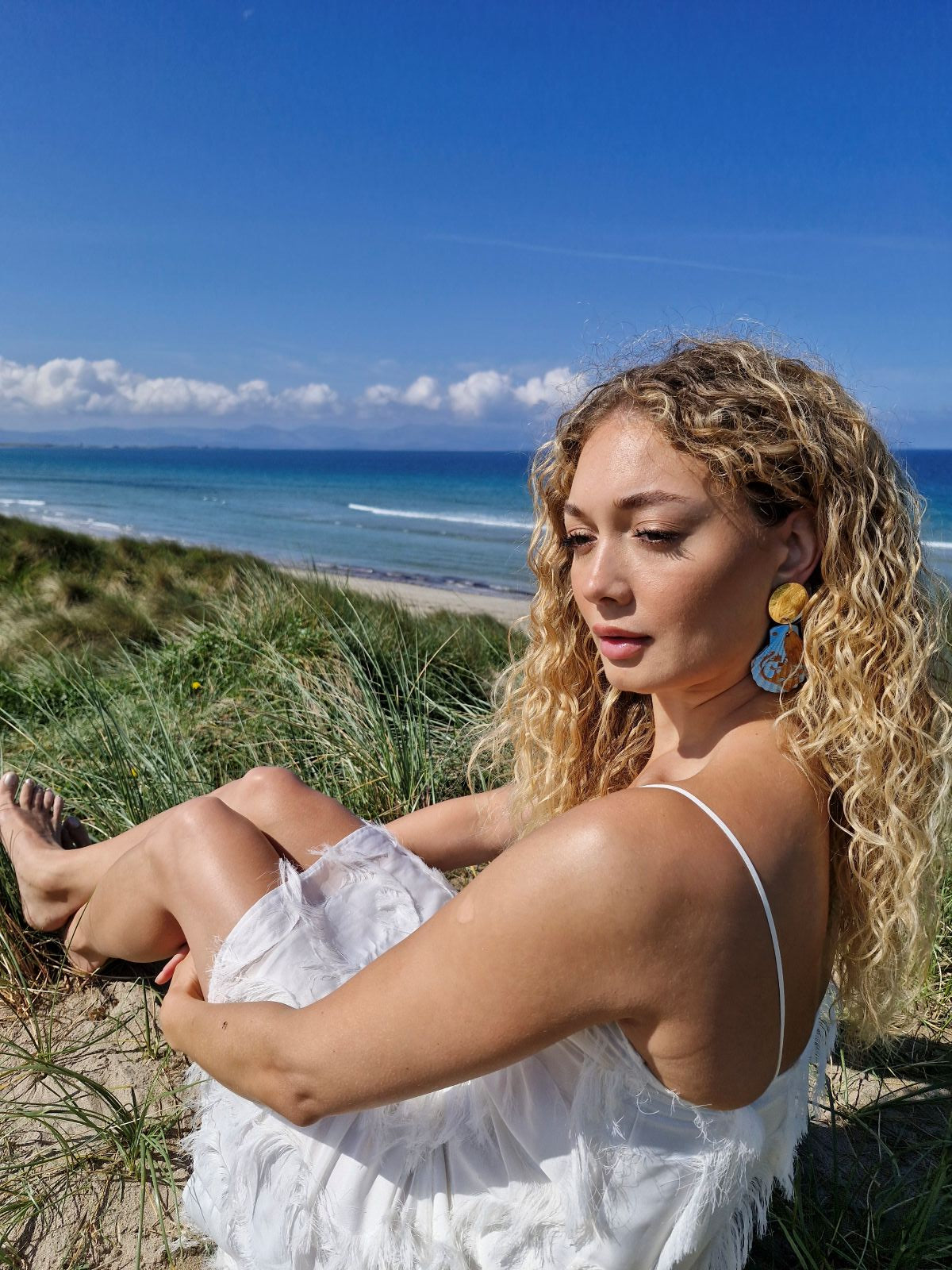 'Schiaparelli and the Sea' Blue & Gold Scallop Shell Earrings