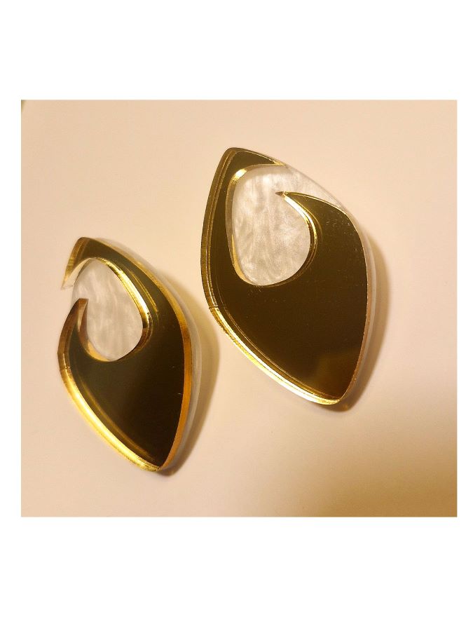 Bee Earrings in Gold & Mother of Pearl