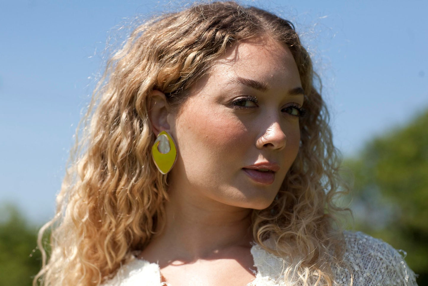 Bee Earrings in Gold & Mother of Pearl
