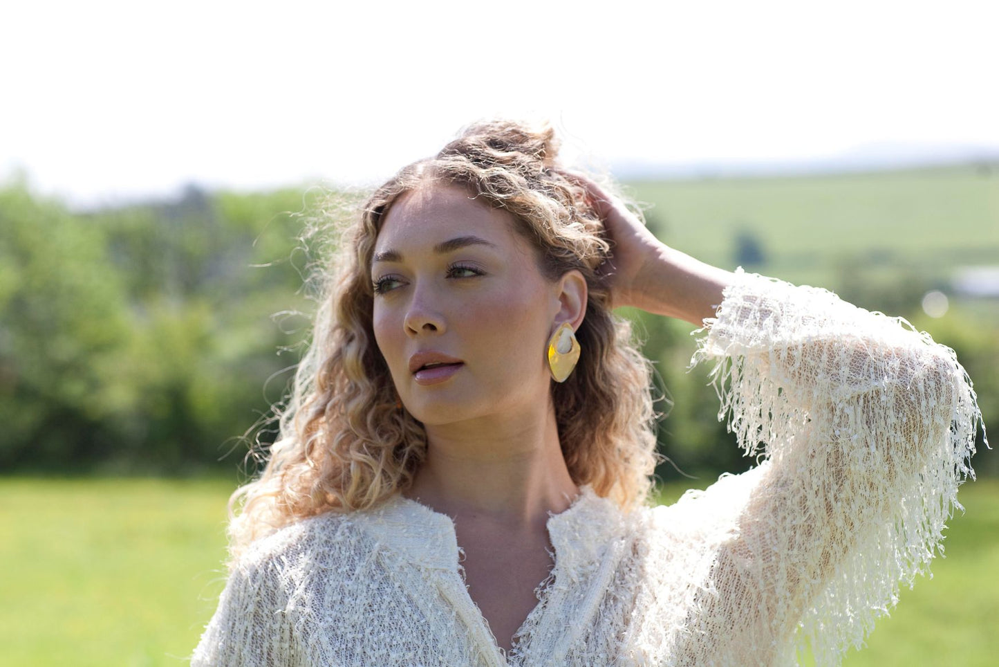 Bee Earrings in Gold & Mother of Pearl