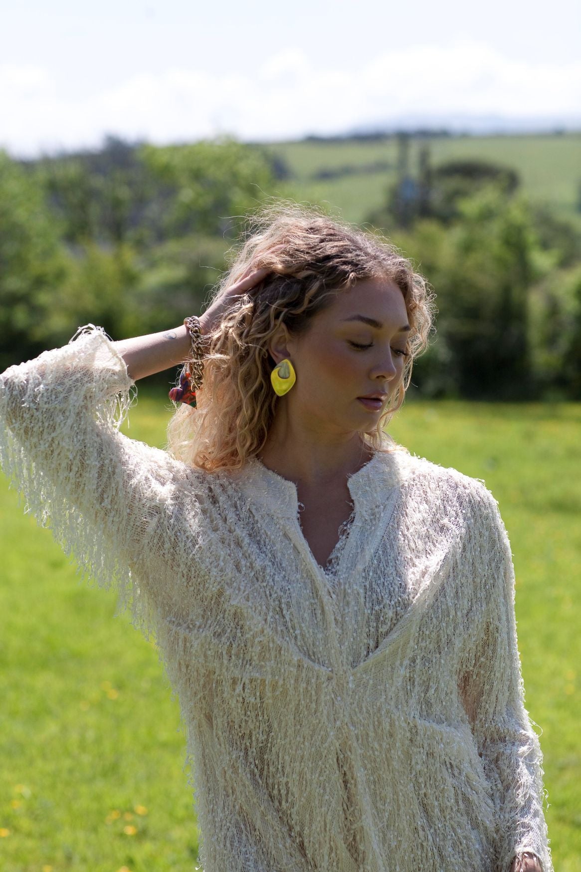 Bee Earrings in Gold & Mother of Pearl