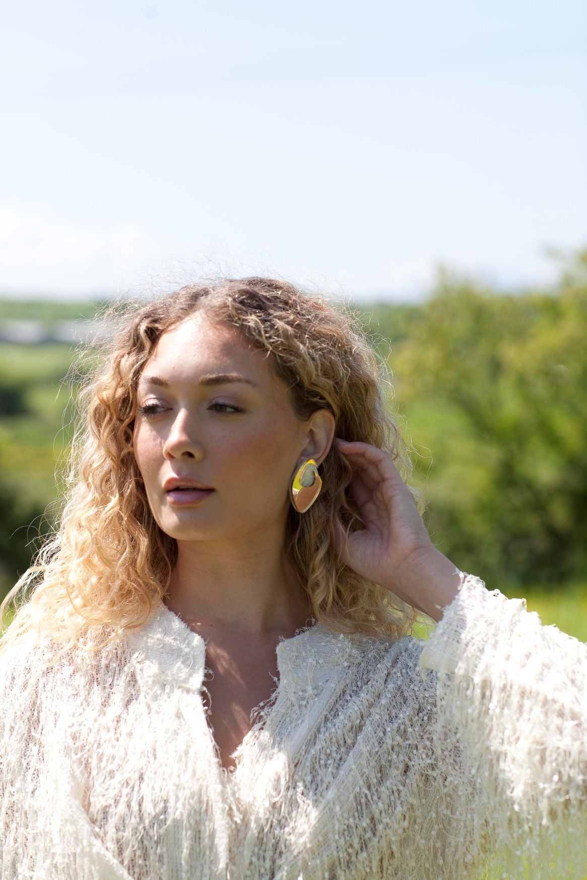 Bee Earrings in Gold & Mother of Pearl