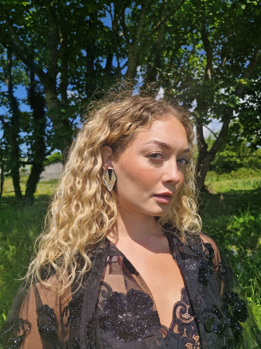 Monica Earrings - Silver & Black